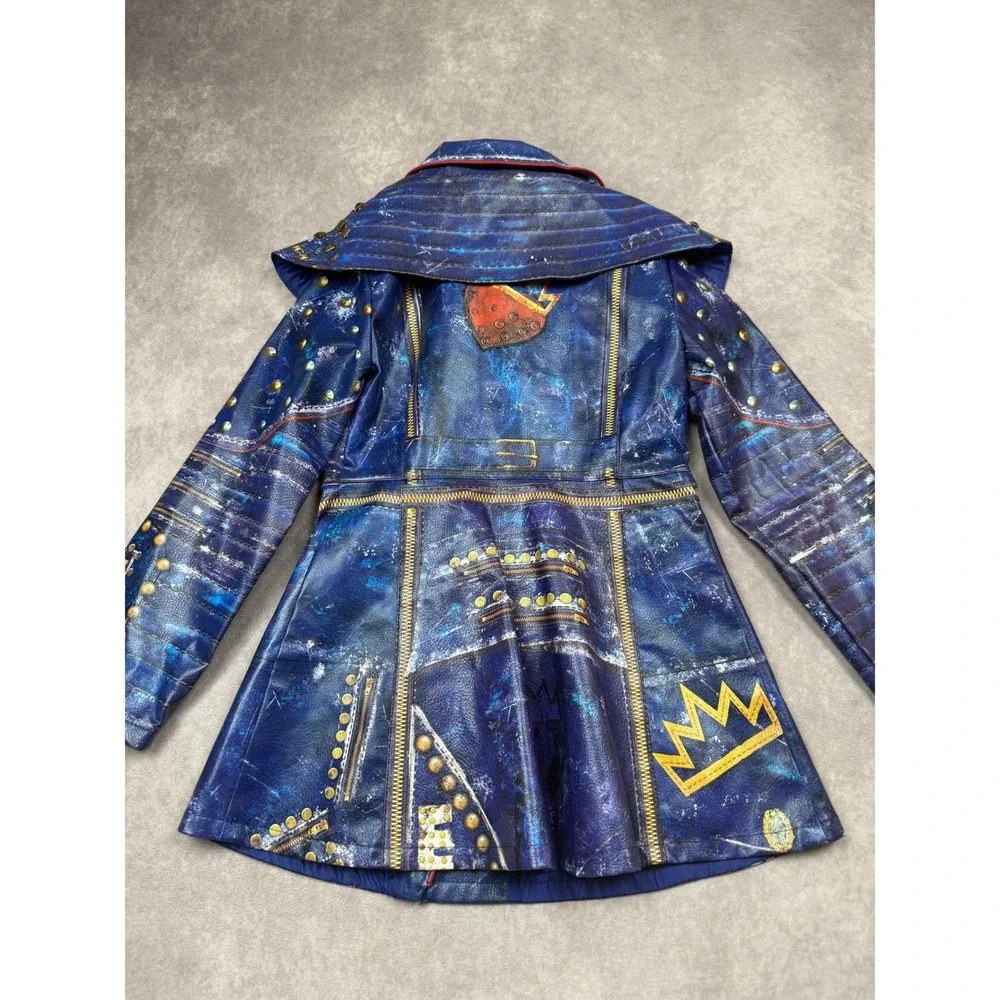 Disney Store Descendants 2 Mai Jacket Kids‎ 5/6 Blue Faux Leather Studded Moto - Picture 13 of 16